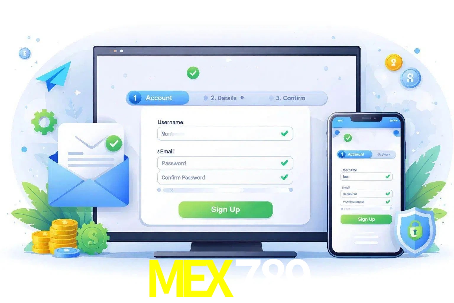 Registro de nuevo usuario y configuración de cuenta MEX789